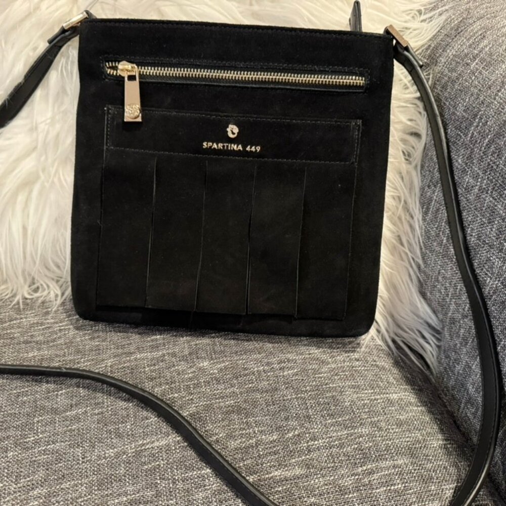 Spartina 449 Siren Carmen Black Suede w/ Fringe Crossbody Bag